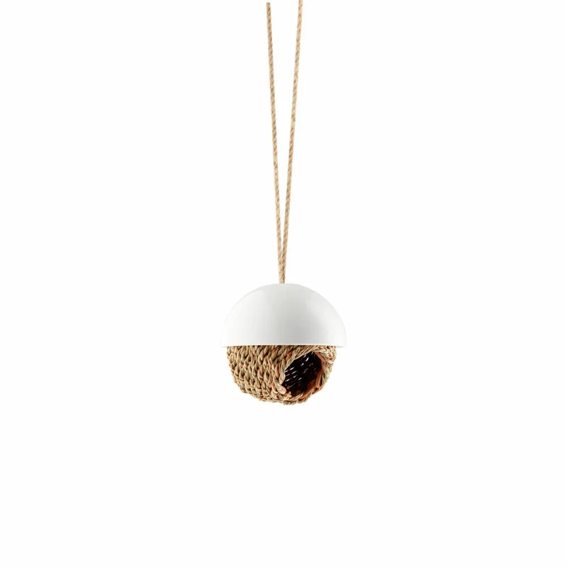 Eva Solo Vogel-Shelter, Vogelhaus, Vogelschutz, Nest, Draußen, Nistplatz, Porzellan/Binsengeflecht, Weiß, Ø 13 cm, 571018