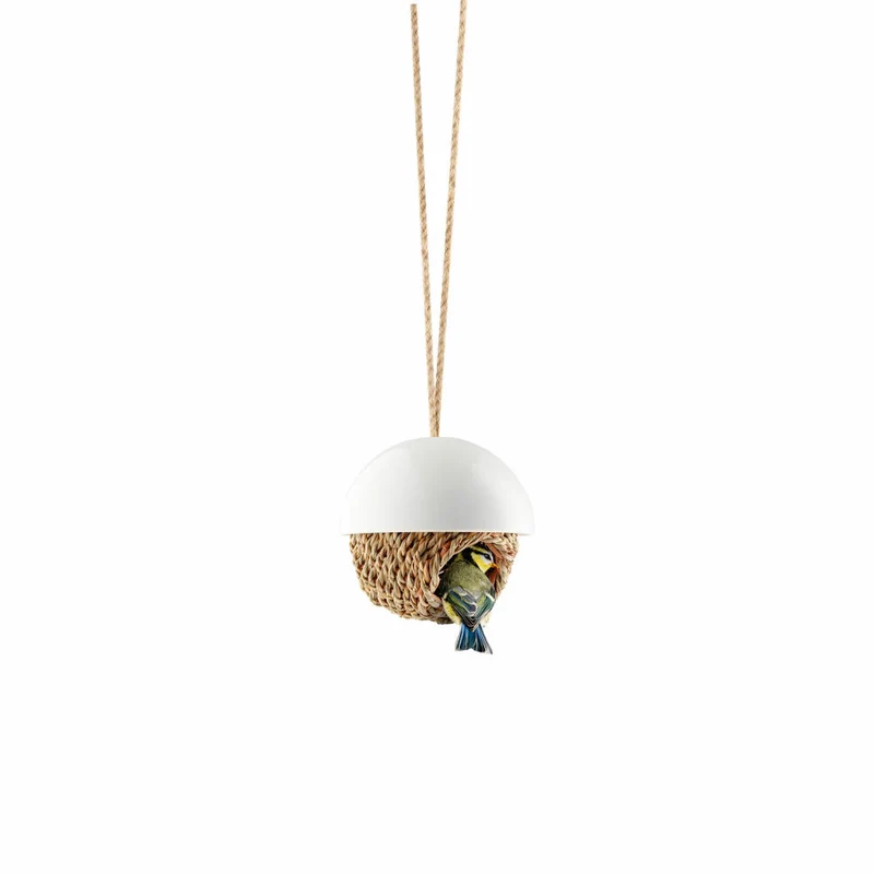 Eva Solo Vogel-Shelter, Vogelhaus, Vogelschutz, Nest, Draußen, Nistplatz, Porzellan/Binsengeflecht, Weiß, Ø 13 cm, 571018