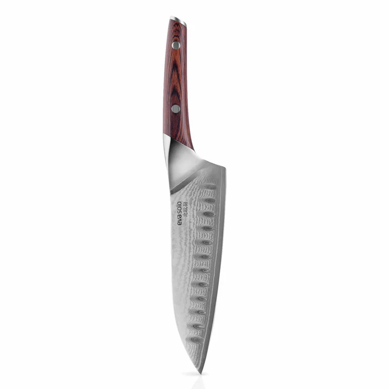 Eva Solo Nordic kitchen Santoku, Schneidmesser, Messer, Damaszener Stahl/Holz, Klingenlänge 18 cm, 515402