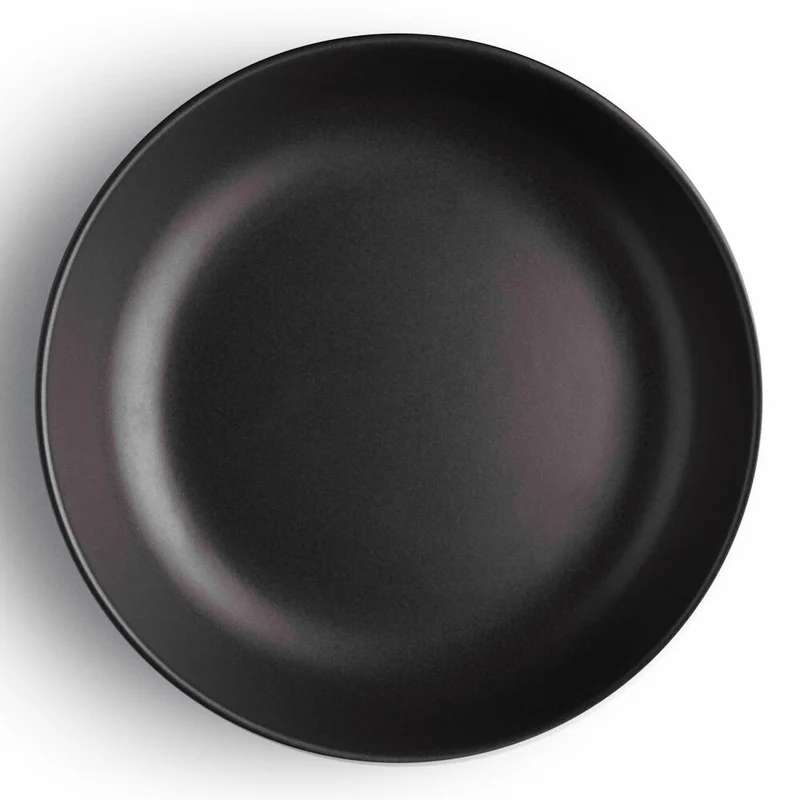 Eva Solo Nordic kitchen Tiefer Teller, Suppenteller, Pasta, Servieren, Küche, Feinsteinzeug, Schwarz, Ø 20 cm, 502792