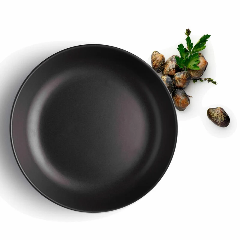 Eva Solo Nordic kitchen Tiefer Teller, Suppenteller, Pasta, Servieren, Küche, Feinsteinzeug, Schwarz, Ø 20 cm, 502792