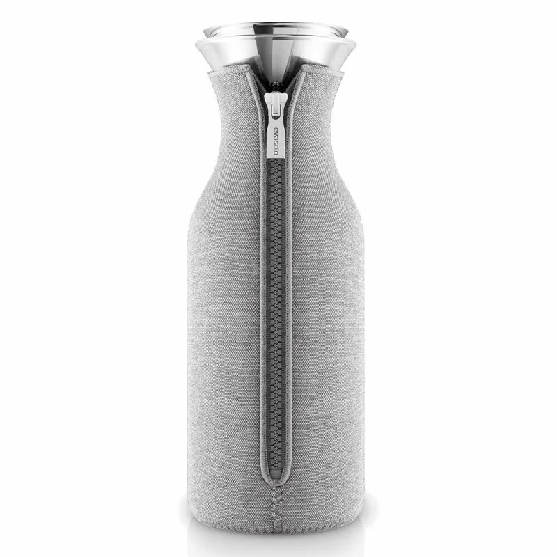 Eva Solo Kühlschrankkaraffe, Wasserkaraffe, Karaffe, Servieren, Trinken, Borrosilikat-Glas/Edelstahl/Silikon, Hellgrau, 1 L, 567974