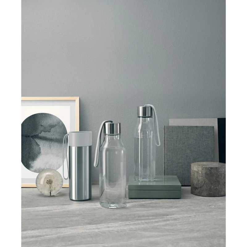 Eva Solo Trinkflasche, Sportflasche, Flasche, Unterwegs, BPA-freier Kunststoff/Edelstahl/Silikon/Polyester, Marmor Grau, 0.5 L, 503025