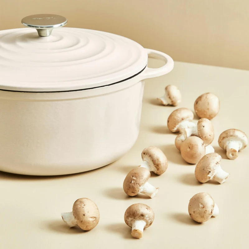 Tefal Lov Kochtopf, Gusseisentopf, Topf, Schmortopf, Induktionsgeeignet, Gusseisen, Beige, Ø 25 cm, E25904