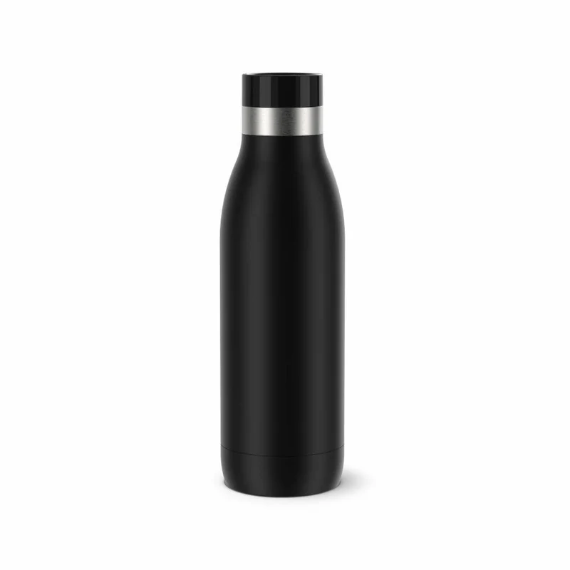 EMSA BLUDROP COLOR Trinkflasche, Wasserflasche, Flasche, Edelstahl, Schwarz, 0.5 L, N31101