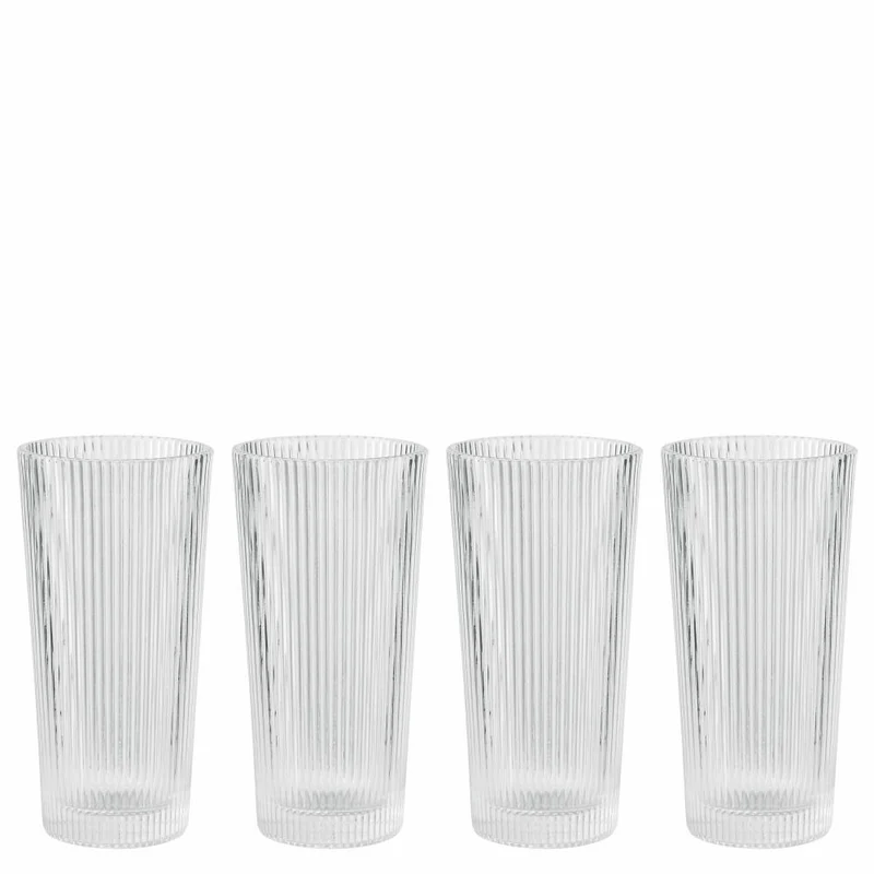 Stelton Longdrinkglas Pilastro 4er Set, Cocktailgläser, Becher, Glas, Clear, 300 ml, X-509