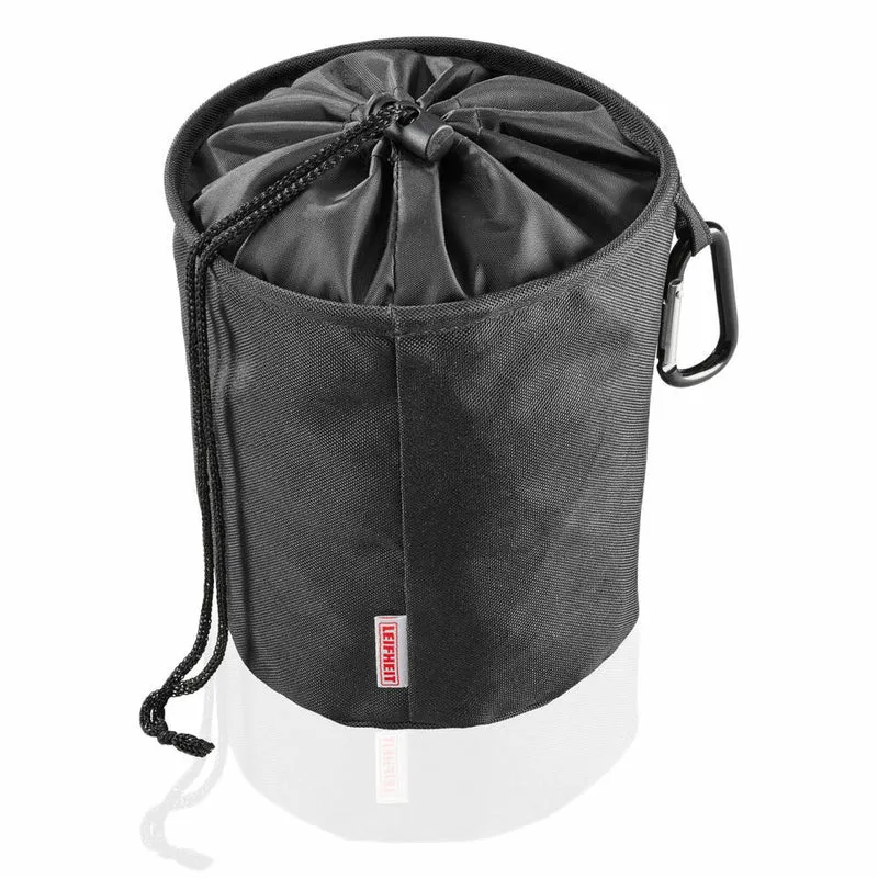 Leifheit Wäscheklammerbeutel mit Karabinerhaken, Wäscheklammer Beutel, Aufbewahrung für bis zu 100 Wäscheklammern, Ø 16 cm, Schwarz, 80031