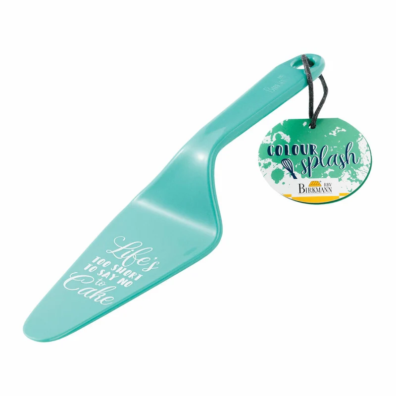Birkmann Tortenheber Colour Splash, Kuchenheber, Backzubehör, mit Spruch, Kunststoff, türkis, 26 cm, 429789
