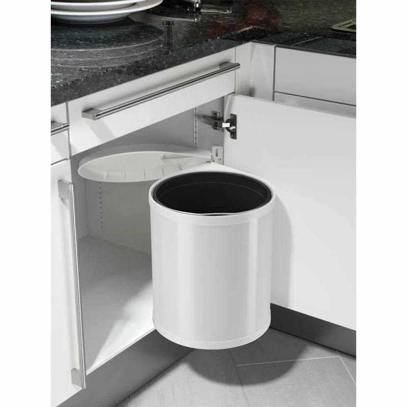 Hailo Einbaumülleimer Compact-Box M, Abfalleimer, Mülleimer, Stahlblech, Weiß, 15 L, 3555-001