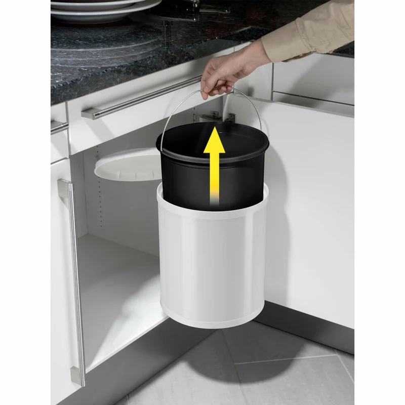 Hailo Einbaumülleimer Compact-Box M, Abfalleimer, Mülleimer, Stahlblech, Weiß, 15 L, 3555-001