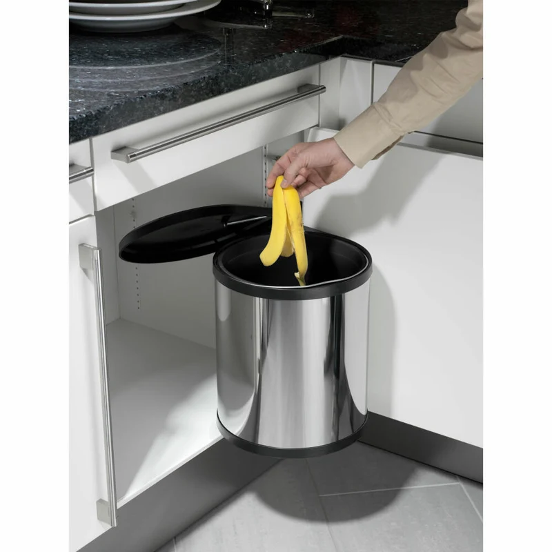 Hailo Einbaumülleimer Compact-Box M, Abfalleimer, Mülleimer, Edelstahl, Schwarz, 15 L, 3555-101