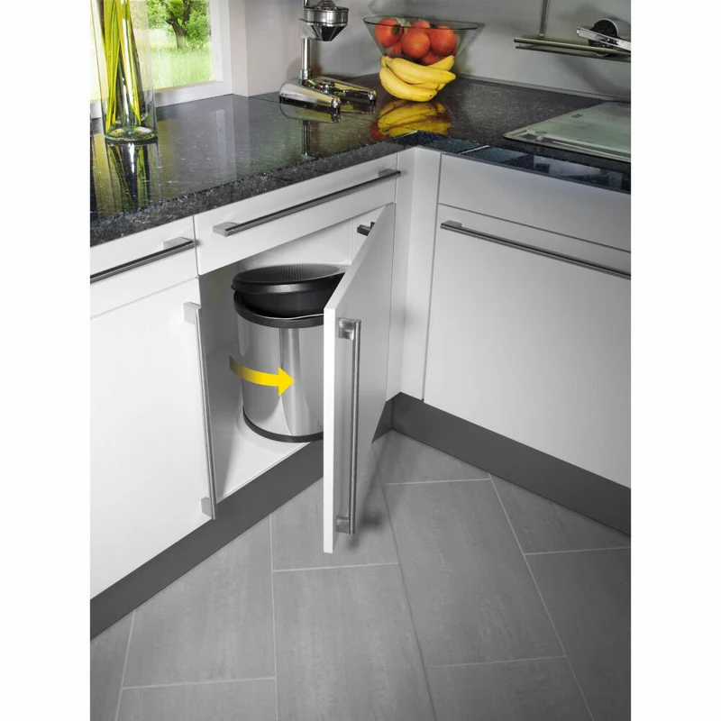 Hailo Einbaumülleimer Compact-Box M, Abfalleimer, Mülleimer, Edelstahl, Schwarz, 15 L, 3555-101