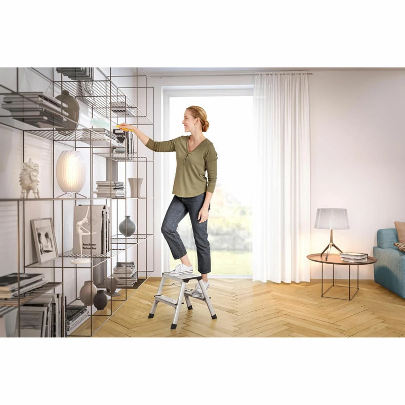 Hailo Trittleiter D60 StandardLine, Klappleiter, Aluminium, Silber, 2 x 2 Stufen, 4442-701