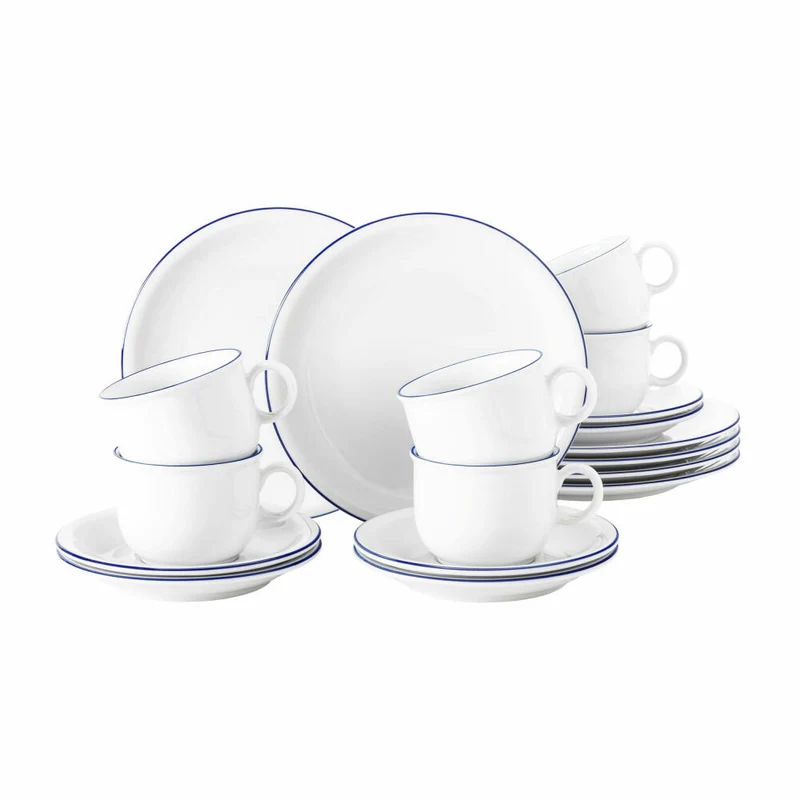 Seltmann Weiden Compact Blaurand Kaffeeservice, Geschirrset, Service, Geschirr Set, Porzellan, Blau, 18-tlg., 1718893