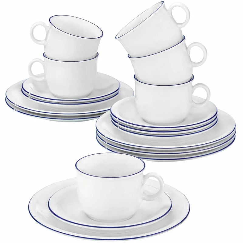 Seltmann Weiden Compact Blaurand Kaffeeservice, Geschirrset, Service, Geschirr Set, Porzellan, Blau, 18-tlg., 1718893