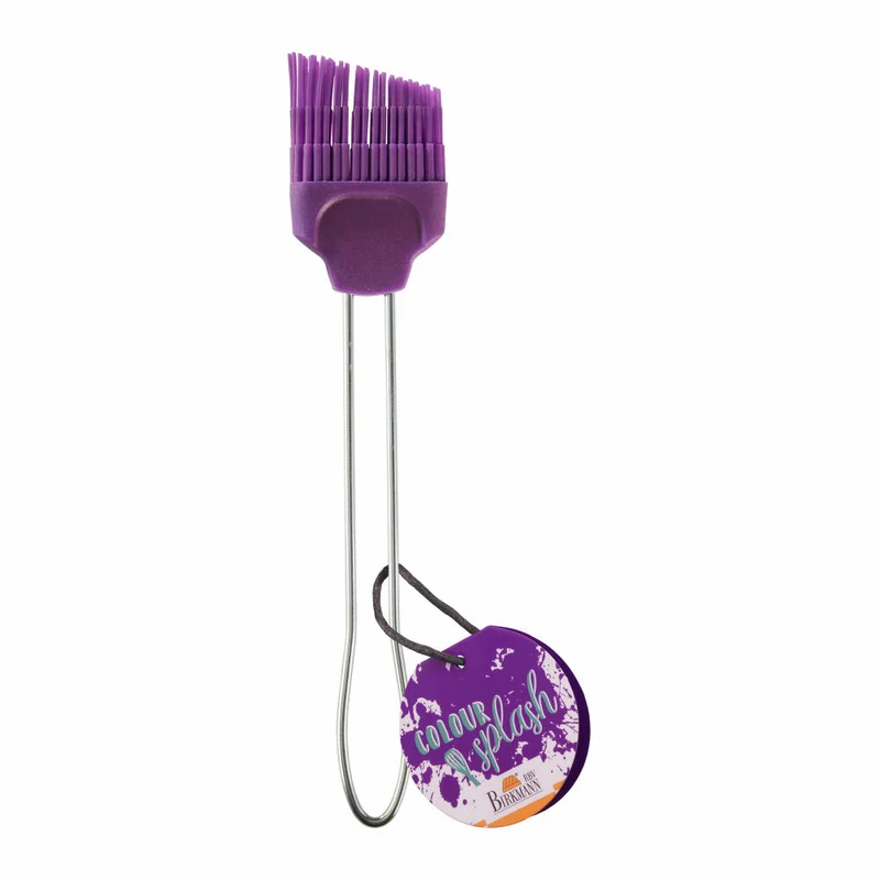 Birkmann Silikonpinsel Colour Splash, groß, Backpinsel, Silikonkopf mit Edelstahlgriff, Lila, 4 cm, 421899