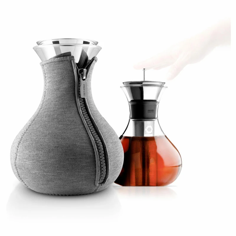 Eva Solo Teezubereiter, Teekanne, Tee, Zubereitung, Teepot, Genießen, Glas/ Silikon/ Edelstahl/ Neopren, Dunkelgrau, 1 L, 567487