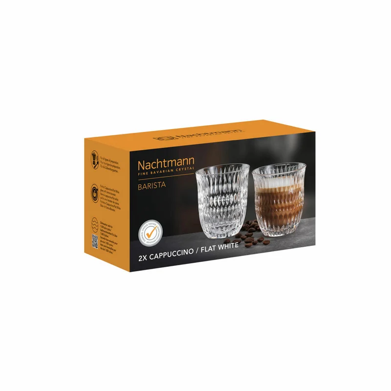 Nachtmann Cappuccino/Flat-White-Gläser 2er Set Ethno Barista, Kaffeegläser, Kristallglas, Klar, 235 ml, 104898