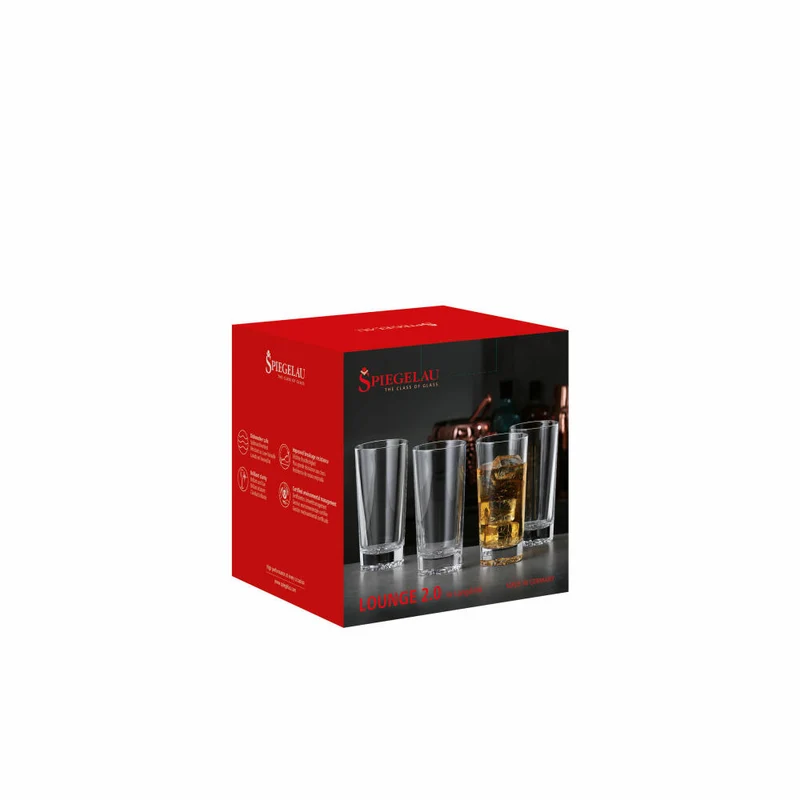 Spiegelau Longdrinkglas 4er Set Lounge 2.0, Kristallglas, Klar, 305 ml, 2710162