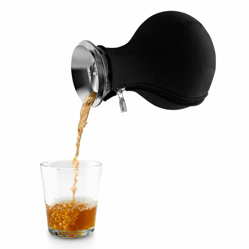 Eva Solo Teezubereiter, Teekanne, Tee, Zubereitung, Teepot, Genießen, Glas/ Silikon/ Edelstahl/ Neopren, Schwarz, 1 L, 567487