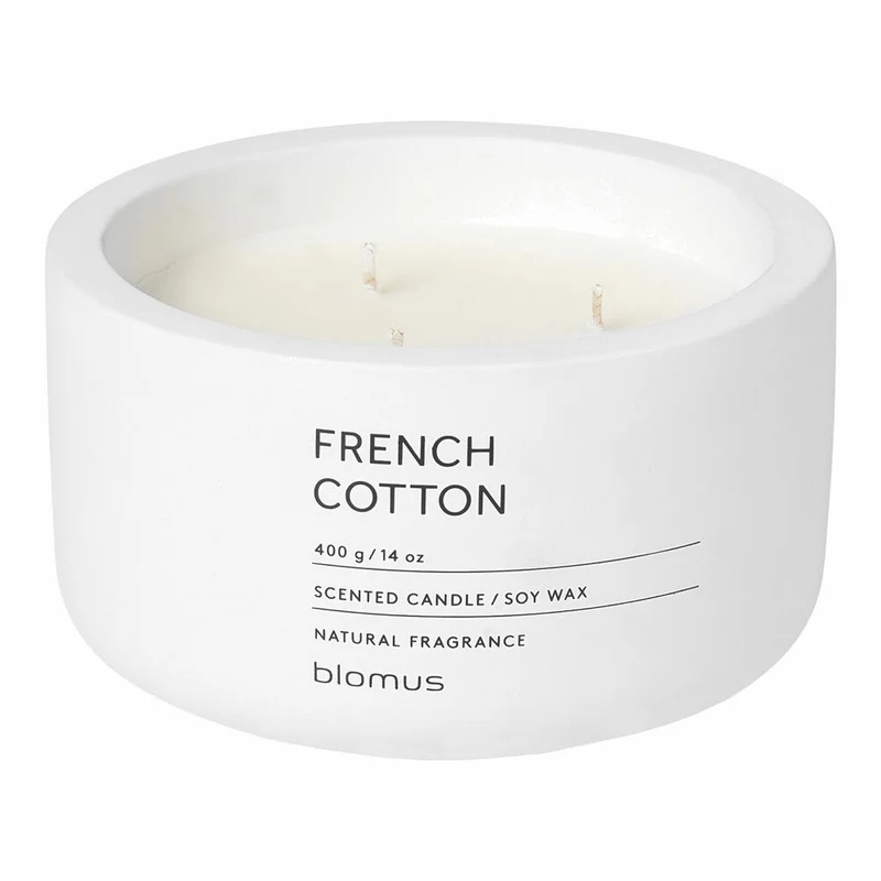 Blomus FRAGA Duftkerze French Cotton, Duft Kerze, Candle, Beton, lily white, 7 cm, 65954