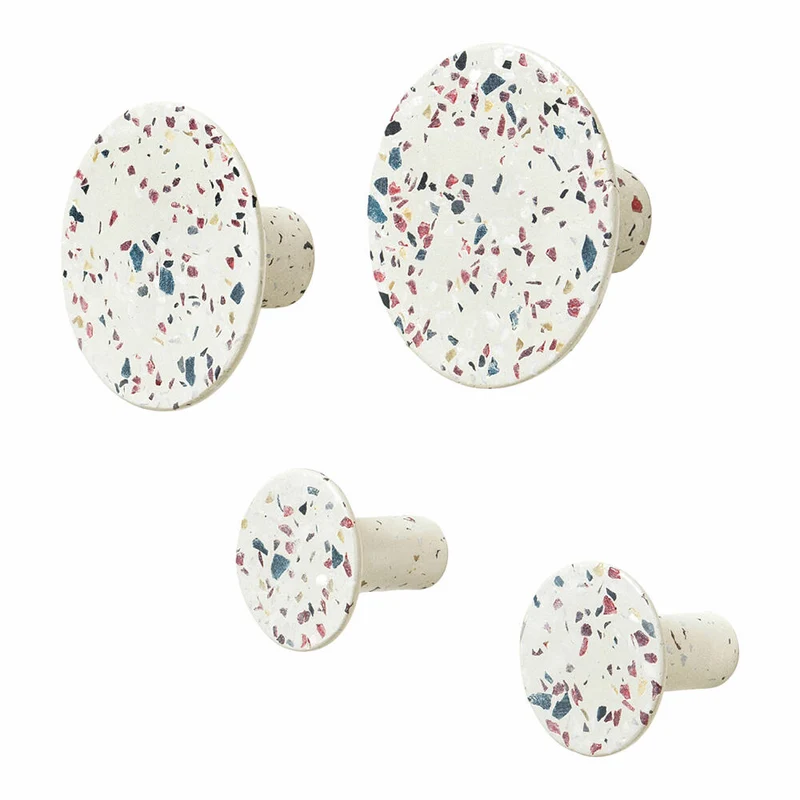 Blomus PONTO Set 4 Wandhaken, Haken, Garderobenhaken, Polystone, Terrazzo, 8.5 & 5 cm, 65901