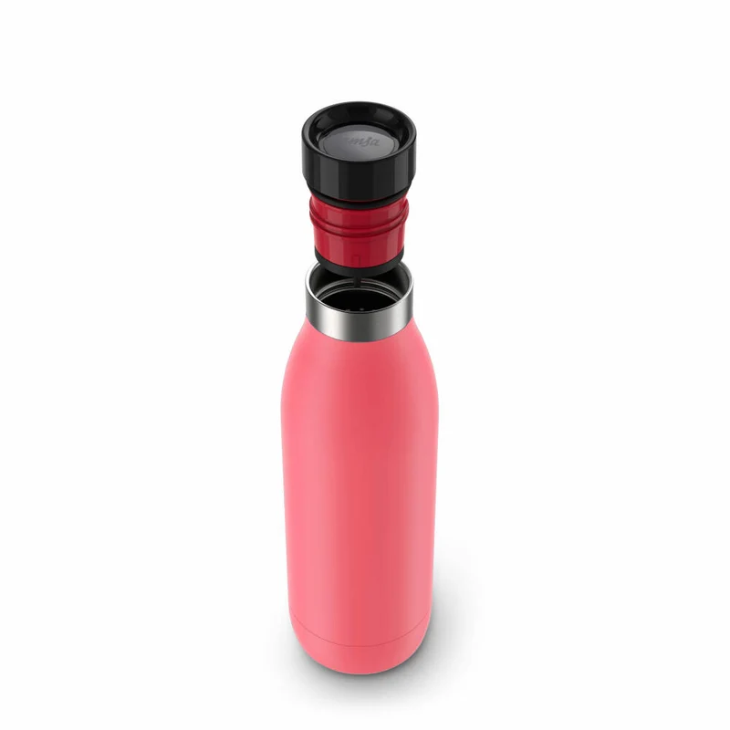 EMSA BLUDROP COLOR Trinkflasche, Wasserflasche, Flasche, Edelstahl, Koralle, 0.5 L, N31104