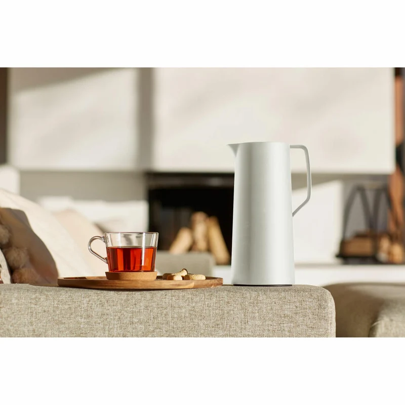 EMSA Motiva Isolierkanne, Isokanne, Kanne, Kaffeekanne, Edelstahl, Glas-Isolierkolben, Weiß, 1 L, N41704