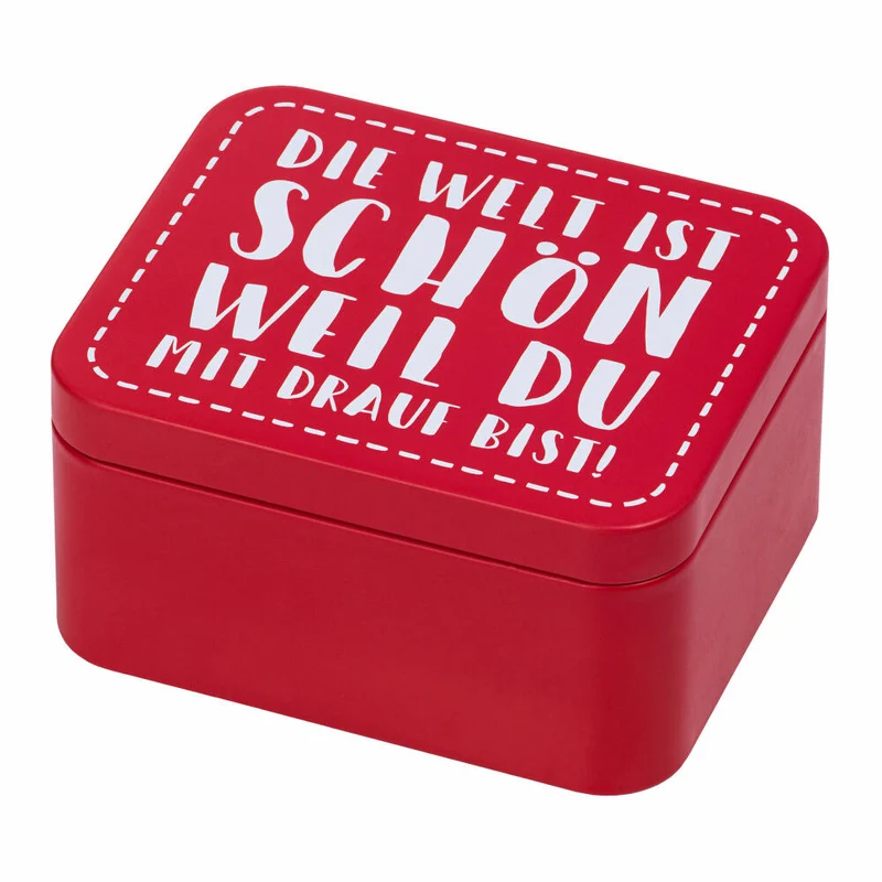 Birkmann Geschenkbox Die Welt ist schön, Blechdose, Geschenkdose, Box, Weißblech, Rot, 12 x 10 x 6 cm, 438101