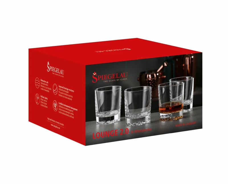 Spiegelau Whiskybecher 4er Set Lounge 2.0, Kristallglas, Klar, 309 ml, 2710166