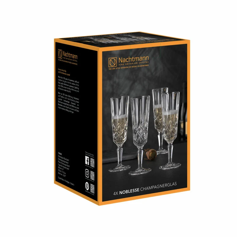 Nachtmann Champagnerglas 4er Set Noblesse, Sektgläser, Kristallglas, Klar, 151 ml, 104248