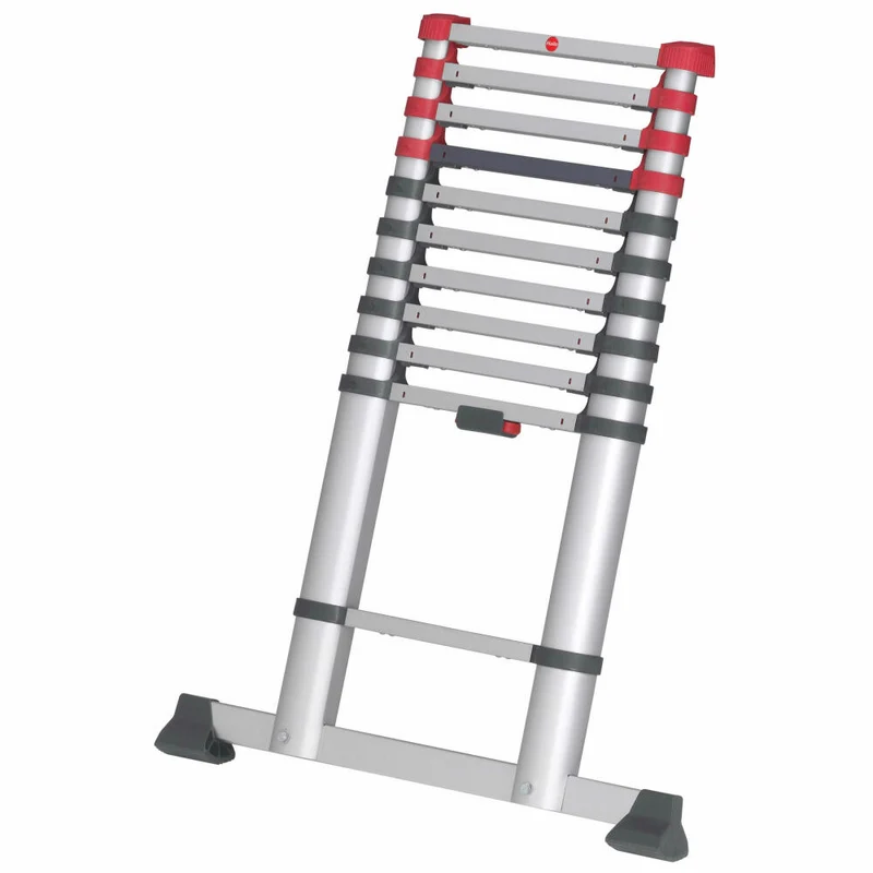 Hailo Sicherheits-Teleskopleiter FlexLine, Ausziehleiter, Leiter, Aluminium, Silber, 11 Sprossen, 7113-111