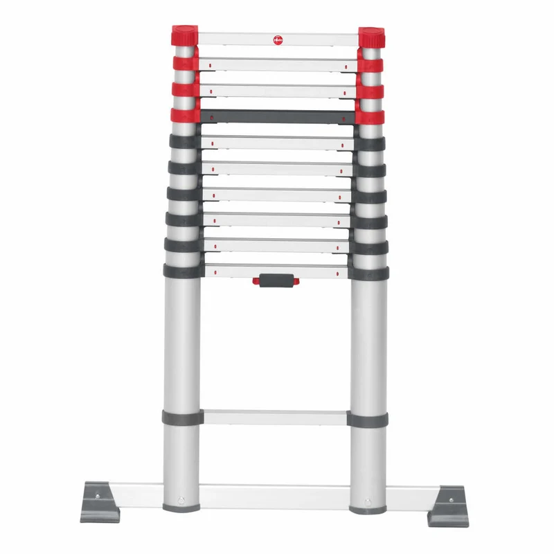 Hailo Sicherheits-Teleskopleiter FlexLine, Ausziehleiter, Leiter, Aluminium, Silber, 11 Sprossen, 7113-111