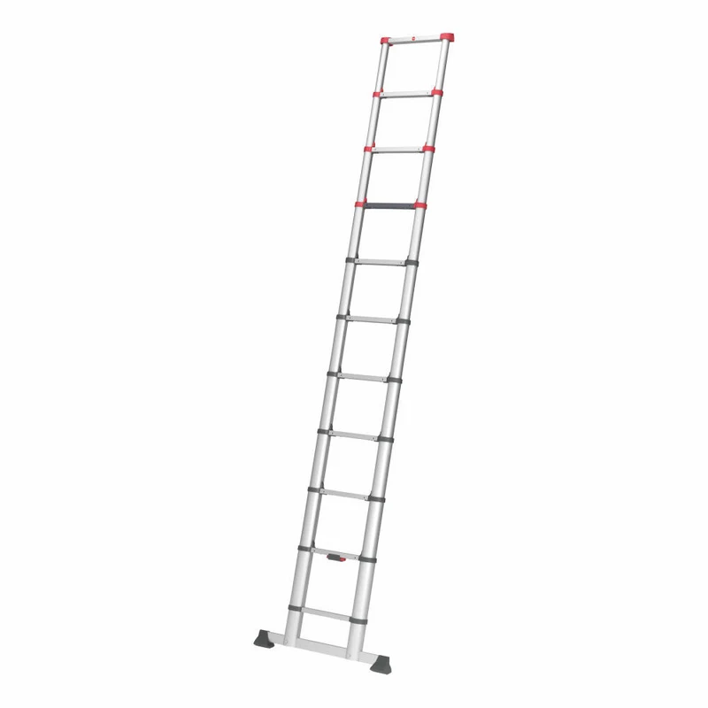 Hailo Sicherheits-Teleskopleiter FlexLine, Ausziehleiter, Leiter, Aluminium, Silber, 11 Sprossen, 7113-111