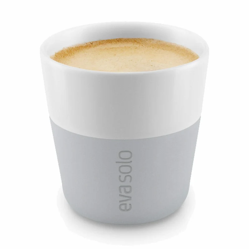 Eva Solo Espresso-Becher, Mocca, Kaffee, Espressotasse, Becher, Porzellan/Silikon, Marmor Grau, 80 ml, 2er Set, 501044