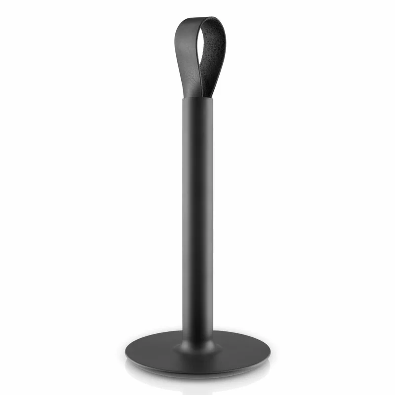 Eva Solo Küchenrollenhalter, Küchenpapierhalter, Rollenhalter, Papierhalter, Gummi/Edelstahl/Leder, Schwarz, H: 31.5 cm, 520417