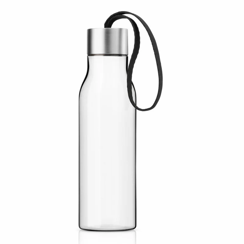 Eva Solo Trinkflasche, Sportflasche, Wasserflasche, Flasche, Trinken, BPA-freier Kunststoff/ Edelstahl/ Silikon/ Polyester, Schwarz, 500 ml, 503022