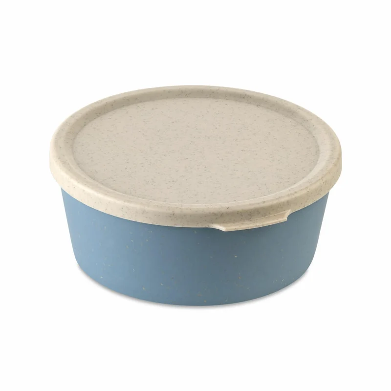 Koziol Schale Connect Bowl Mit Deckel, Schüssel, Biozirkulärer Kunststoff, Nature Flower Blue, 400 ml, 7202716