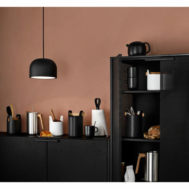 Eva Solo Toolbox Aufbewahrungsbehälter, Aufbewahrungsbox, Kaffeedose, Zuckerdose, Eiche/Keramik, Schwarz, H 20 cm, 520424