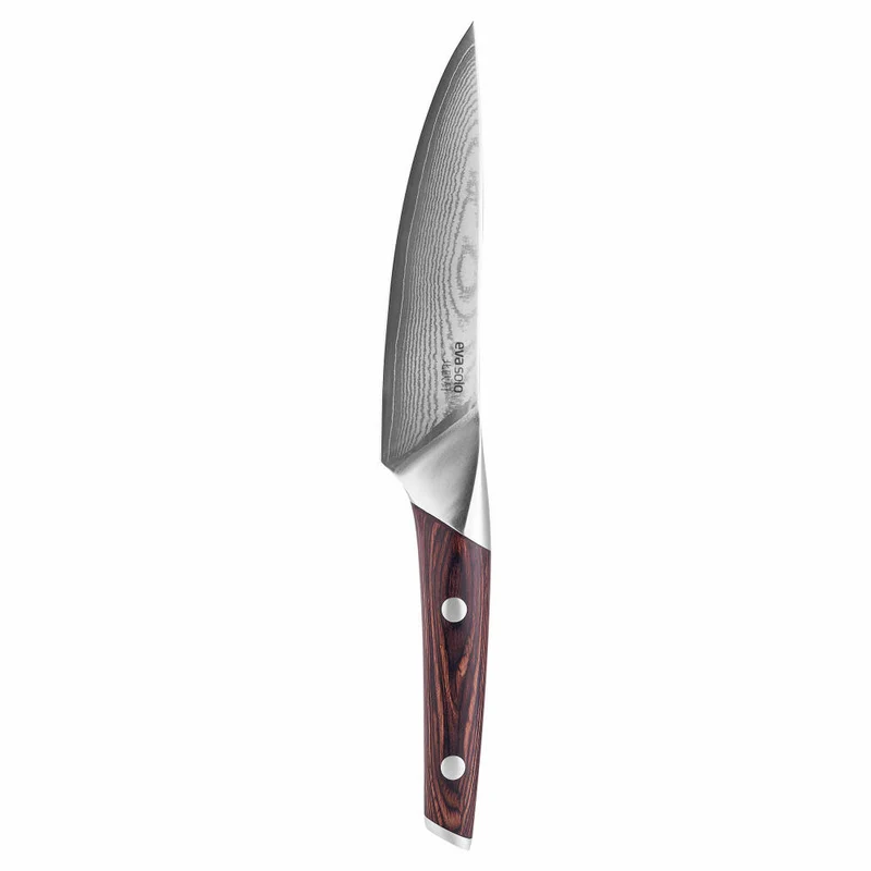 Eva Solo Nordic kitchen Gemüsemesser, Schneidmesser, Messer, Damaszener Stahl/Holz, Klingenlänge 13 cm, 515401