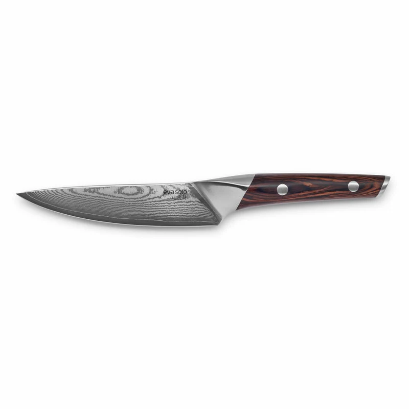Eva Solo Nordic kitchen Gemüsemesser, Schneidmesser, Messer, Damaszener Stahl/Holz, Klingenlänge 13 cm, 515401