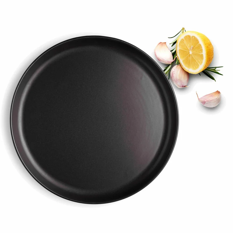 Eva Solo Nordic kitchen Teller, Speiseteller, Servieren, Genießen, Feinsteinzeug, Schwarz, Ø 25 cm, 502794