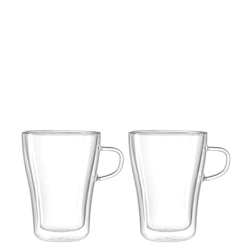 Leonardo Duo Henkelbecher Doppelwandig 2er Set, Becher, Handgefertigt, Glas, 250 ml, 14660