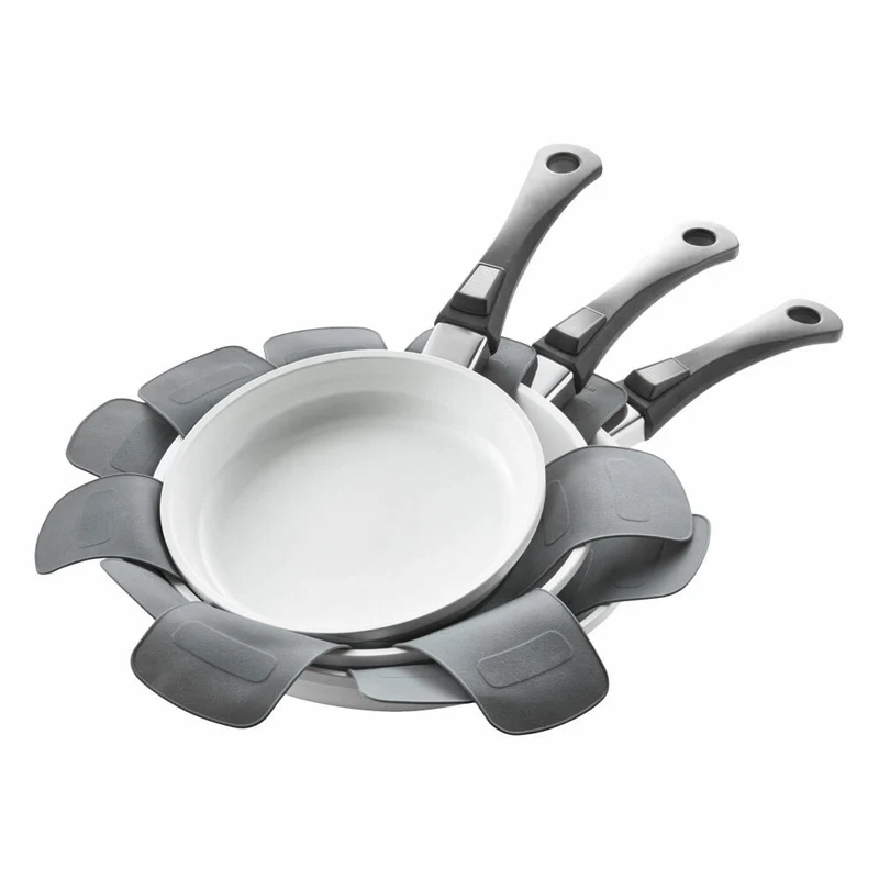 Berndes Küchenhelfer Pfannenschutz-Set, 2er Set, Pfannenschutz, Pfannenschoner, Silikon, Grau, 002010