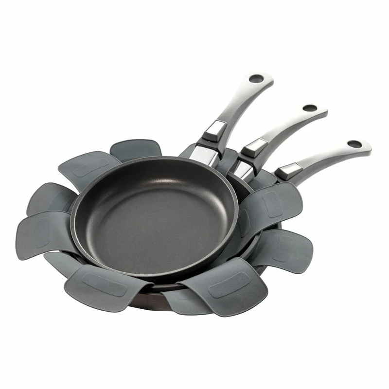 Berndes Küchenhelfer Pfannenschutz-Set, 2er Set, Pfannenschutz, Pfannenschoner, Silikon, Grau, 002010