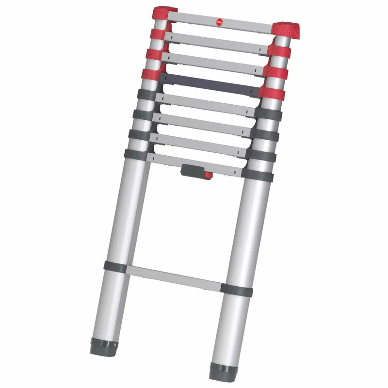 Hailo Sicherheits-Teleskopleiter FlexLine, Ausziehleiter, Leiter, Aluminium, Silber, 9 Sprossen, 7113-091