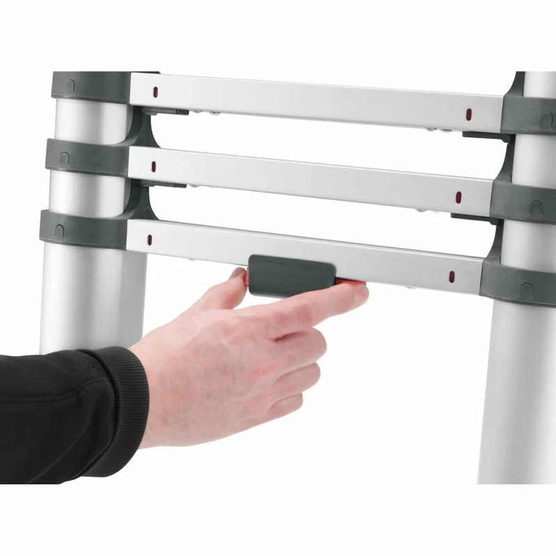 Hailo Sicherheits-Teleskopleiter FlexLine, Ausziehleiter, Leiter, Aluminium, Silber, 9 Sprossen, 7113-091
