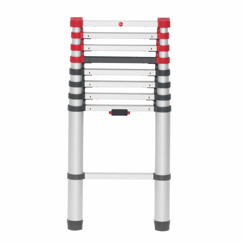 Hailo Sicherheits-Teleskopleiter FlexLine, Ausziehleiter, Leiter, Aluminium, Silber, 9 Sprossen, 7113-091