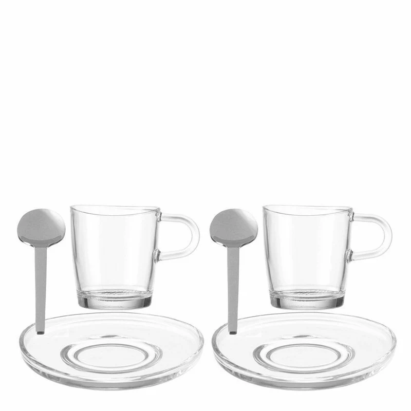 Leonardo Loop Henkelbecher 2er Set, Kaffeetasse, Kaffeebecher, Kaffee Becher, Glas, 180 ml, 17387