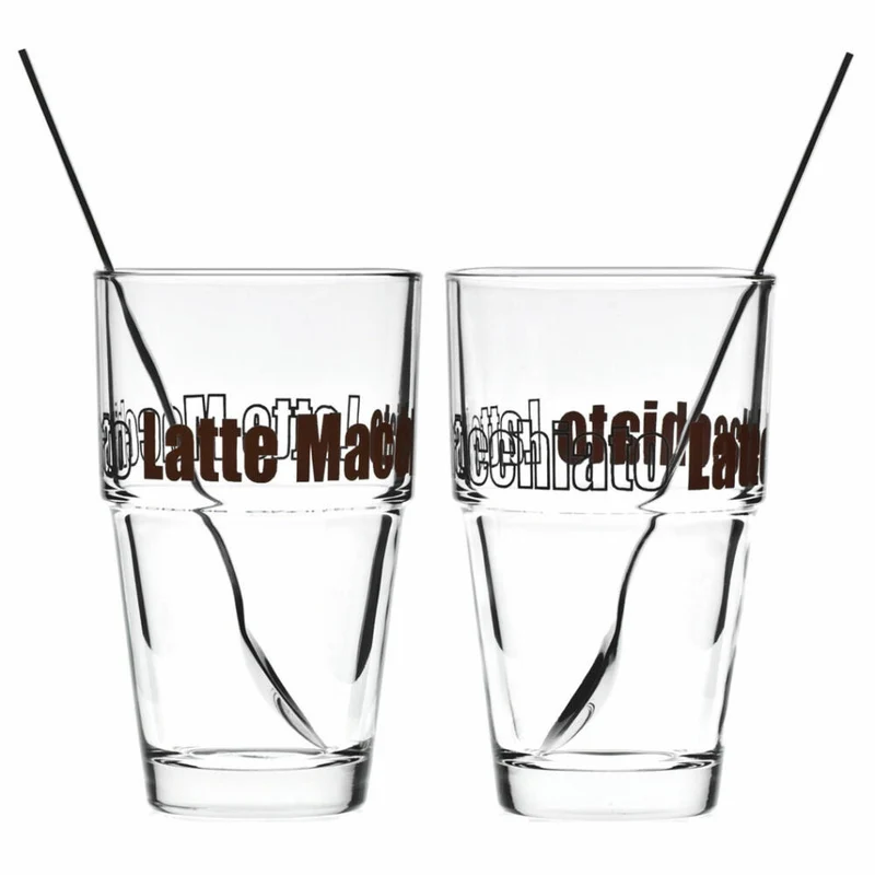 Leonardo Solo Set 12tlg. Latte Macchiato Becher mit Edelstahl Löffeln, Kaffeegläser, Glas, 400 ml, 17205